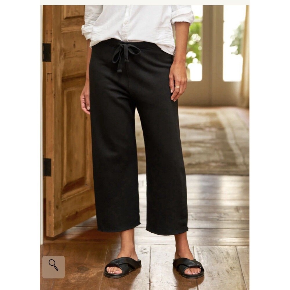 Frank & Eileen Catherine Wide Leg Crop Sweatpants Black Women Med 100% Cotton